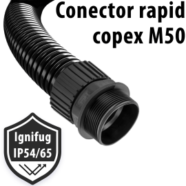 Conector rapid prindere tub copex riflat dimensiune mare M50 tablouri eletrice joasa tensiune distributie cofrete MSV self extinguishing