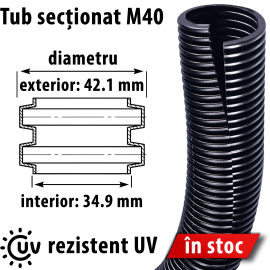 Tuburi flexibile sectionate Aplicatii statice dinamice solicitari mecanice medii 42 mm diametru exterior 35 interior PP mod fara halogeni La comanda M40